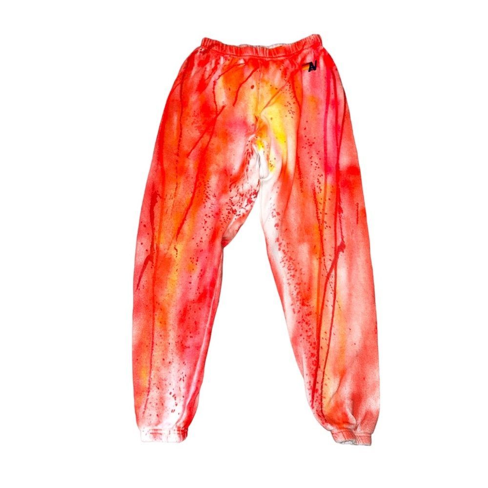 Aviator Nation RARE Orange Red & Yellow splatter paint Jogger Pants